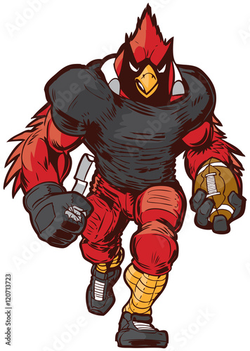 Vector Cartoon Cardinal Football Player Mascot in Uniform