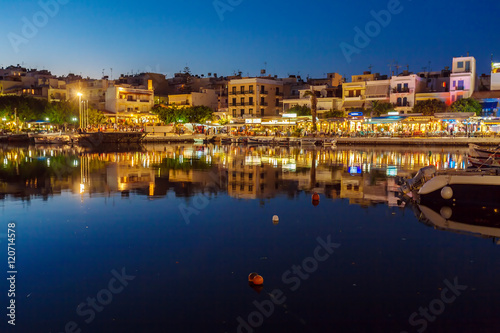 Agios Nikolaos City at Night  Crete  Greece