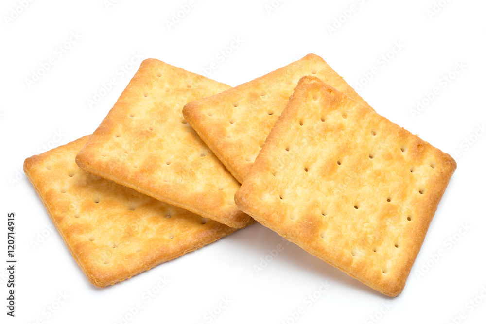 Crackers stacked isolated over white background Crackers stacked isolated over white background