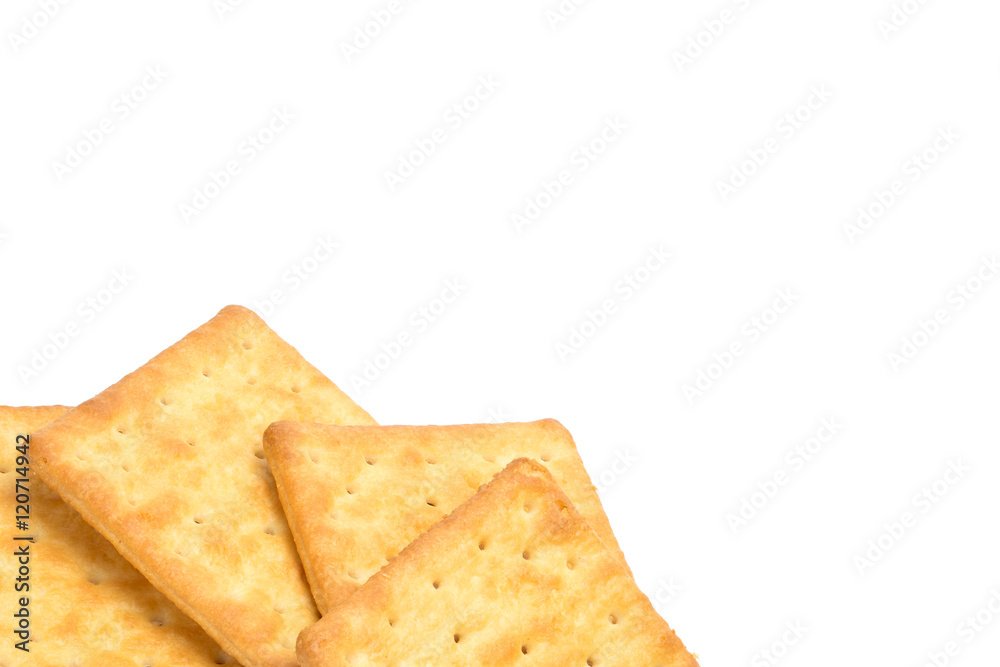 Crackers stacked isolated over white background Crackers stacked isolated over white background