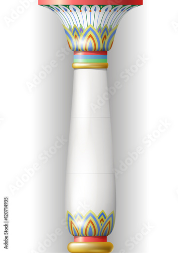 Ancient ornamentation column in the Egyptian, Sumerian or Persian style. Floral ornament to the Middle Eastern or Russian style. Vector graphics.