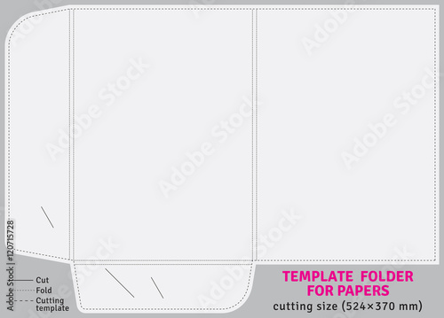 Template cardboard folder for papers sheets of A4, cutting size (524×370 mm)