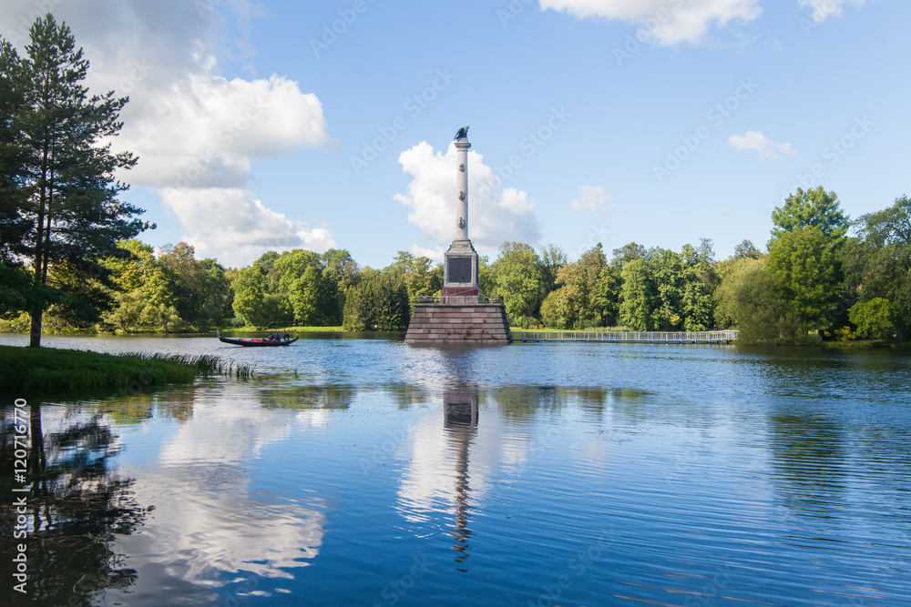 The Chesme Column in Catherine royal park Saint Petersburg