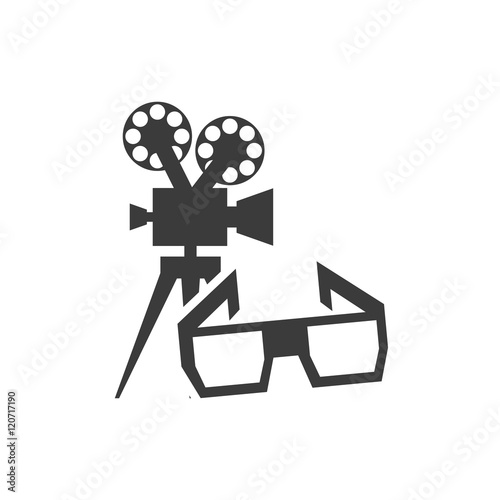 cinematographic camera with cinema icon vector illustration design