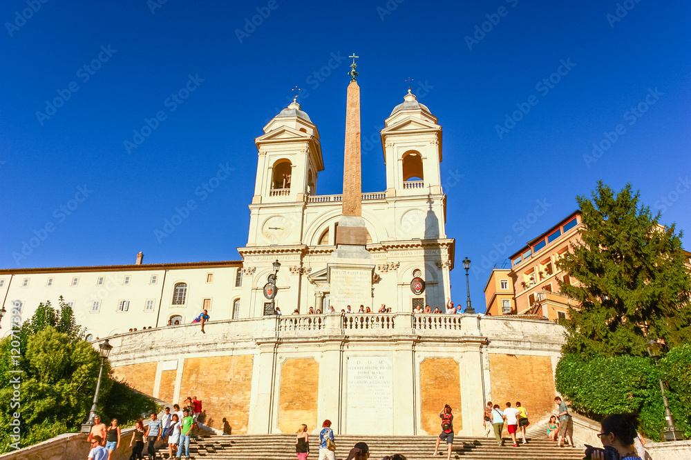 ROME, ITALY - AUG 10, 2011 : Spanish Steps during sunset in Rome