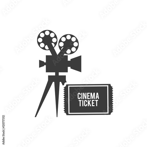 cinematographic camera with cinema icon vector illustration design