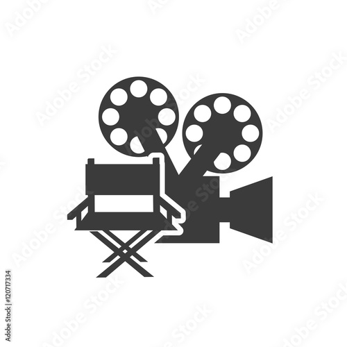 cinematographic camera with cinema icon vector illustration design