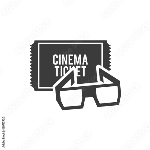 cinema ticket with cinematographic icon vector illustration design