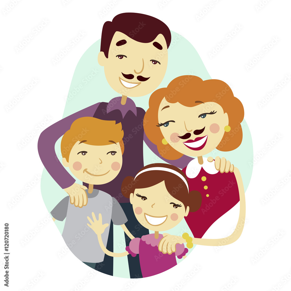 Happy family man and a transvestite with two children. Happy family man and a transvestite with two children.