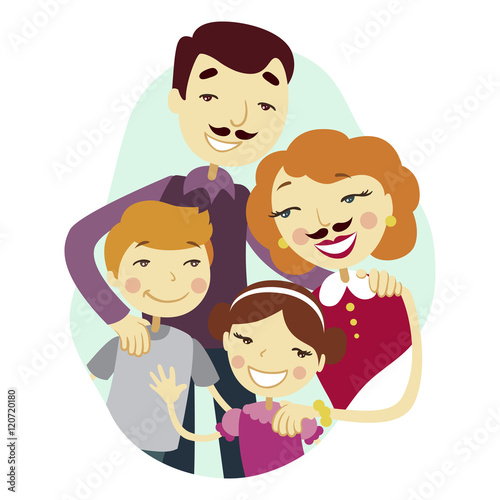 Happy family man and a transvestite with two children.
