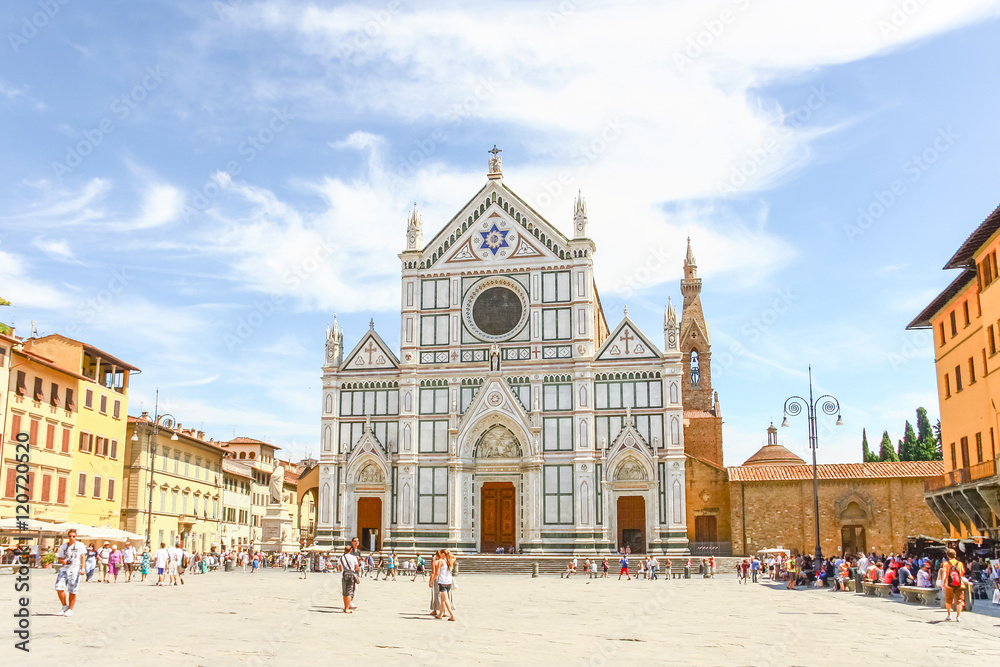 FLORENCE, ITALY - AUG 12, 2011 : Santa Croce cathedral front vie