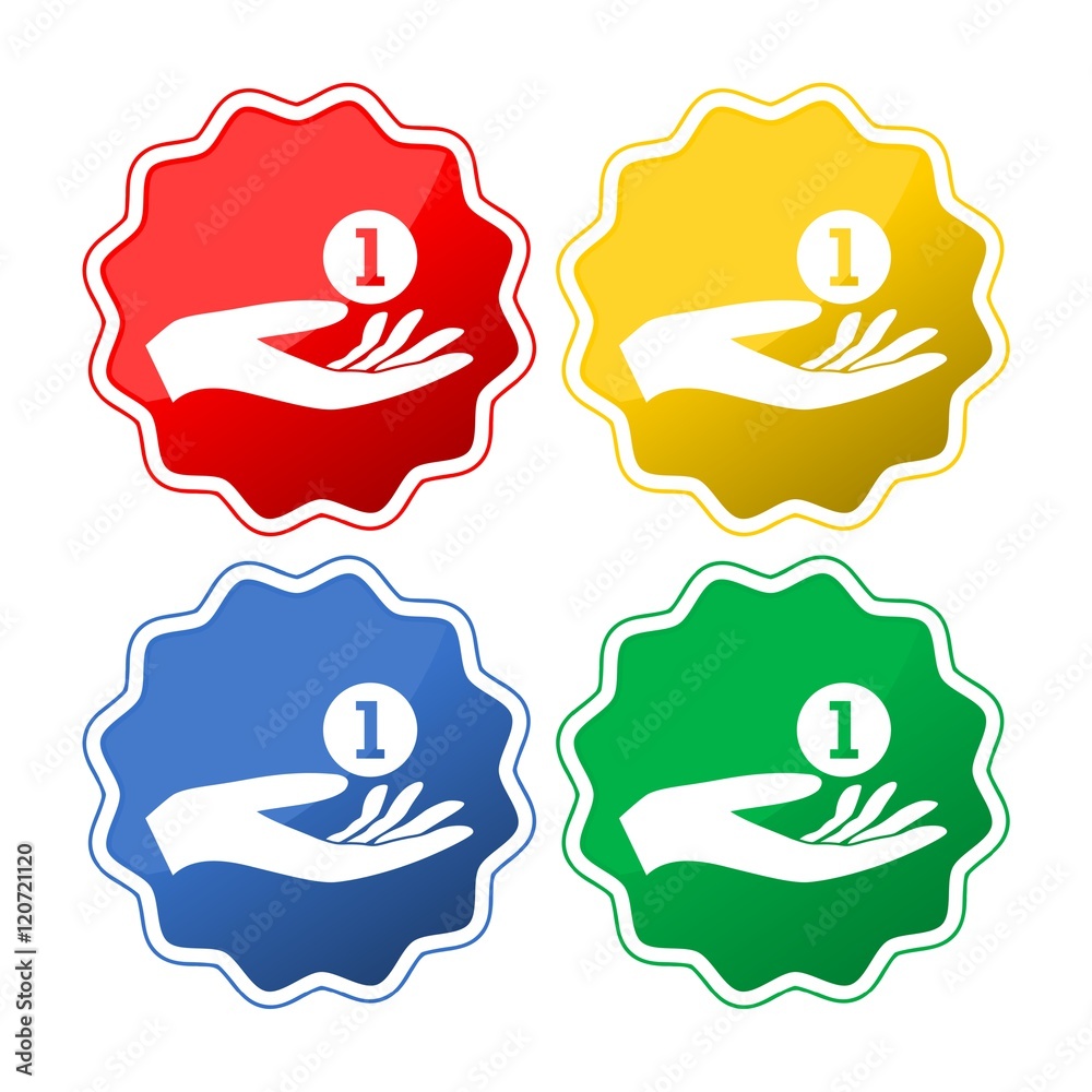 Donation hand sign icon button