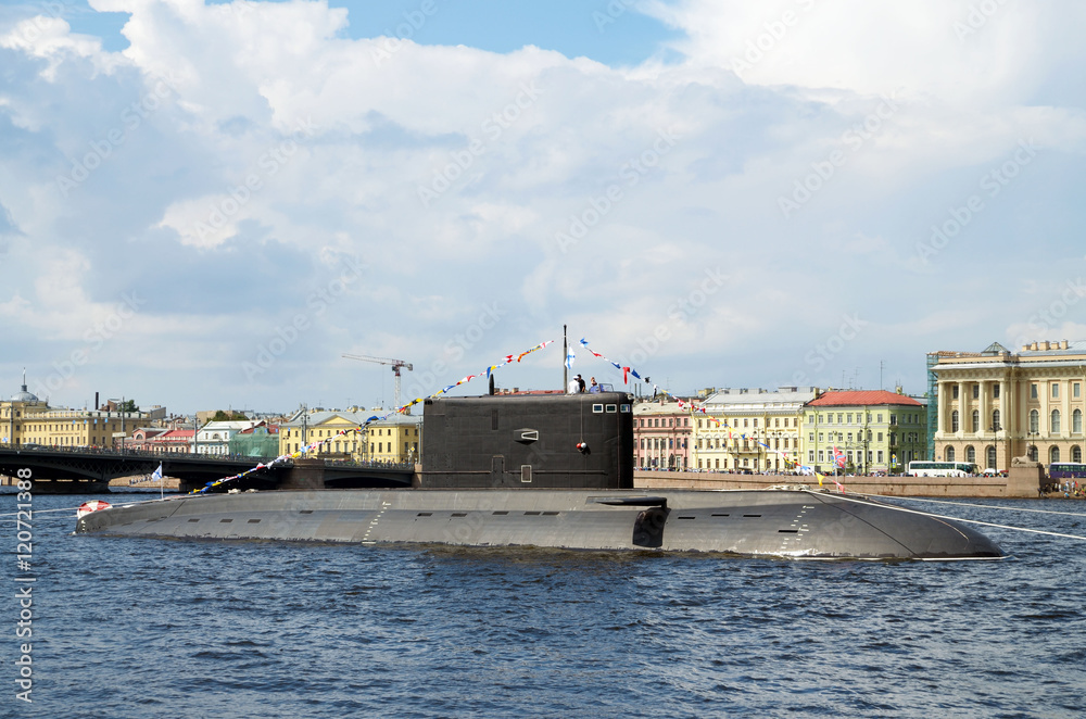 Submarine at anchor.