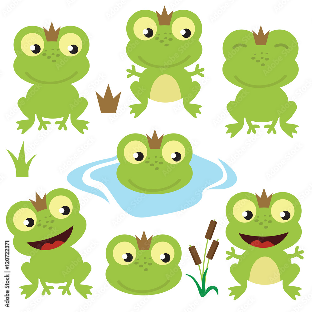 Fototapeta premium Cute frog vector cartoon illustration