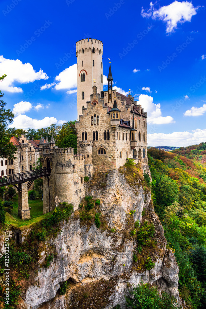 Beautiful casles of Europe - impressive Lichtenstein castle over the rock