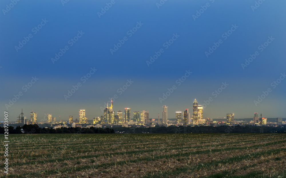 view of Frankfurt skyline   by night