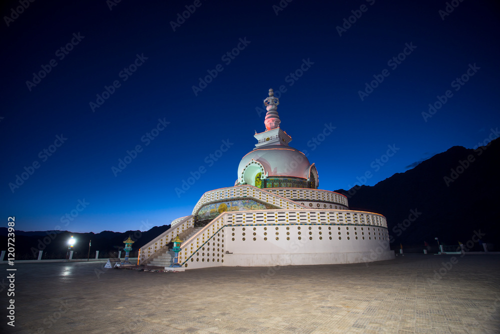 Shanti Stupa is a Buddhist white-domed stupa
