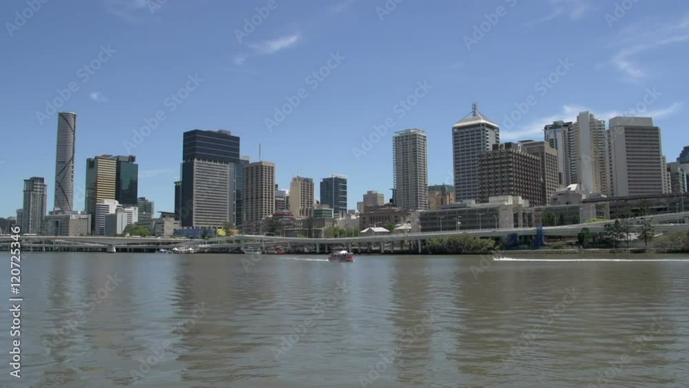 City ferry in front of the brisbane skyline City ferry in front of the brisbane skyline