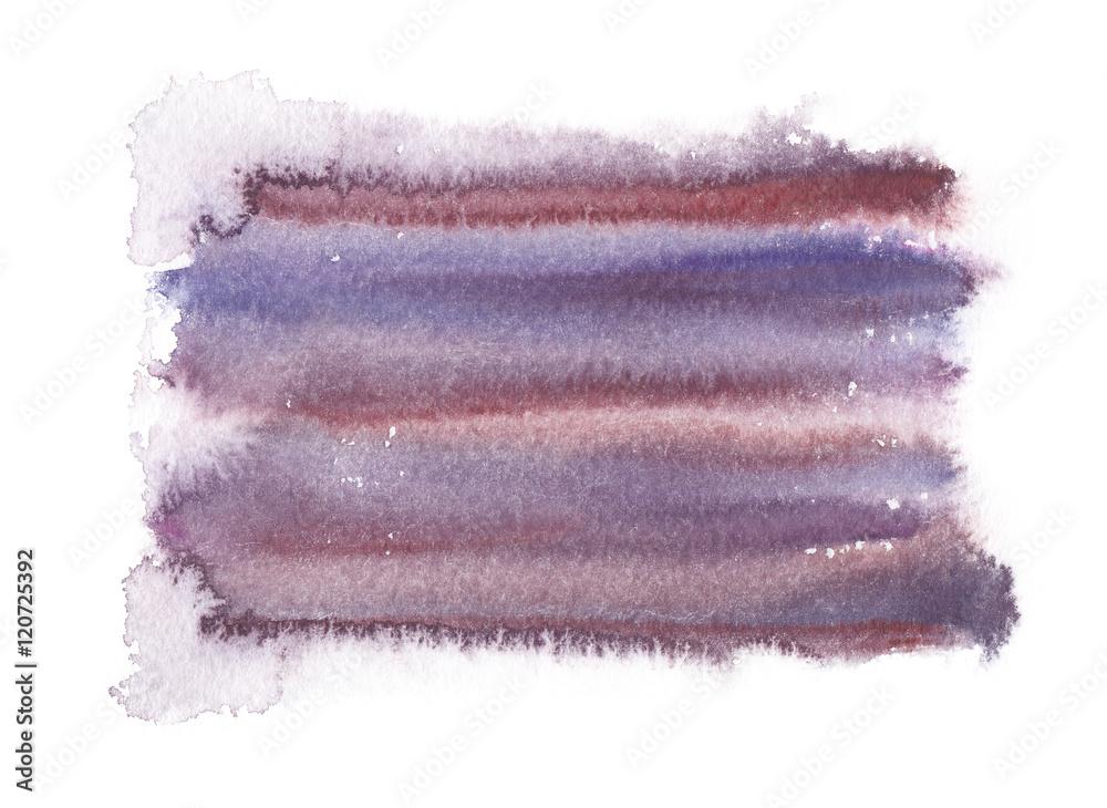 Purple and brown horizontal stripes painted in watercolor on clean white background