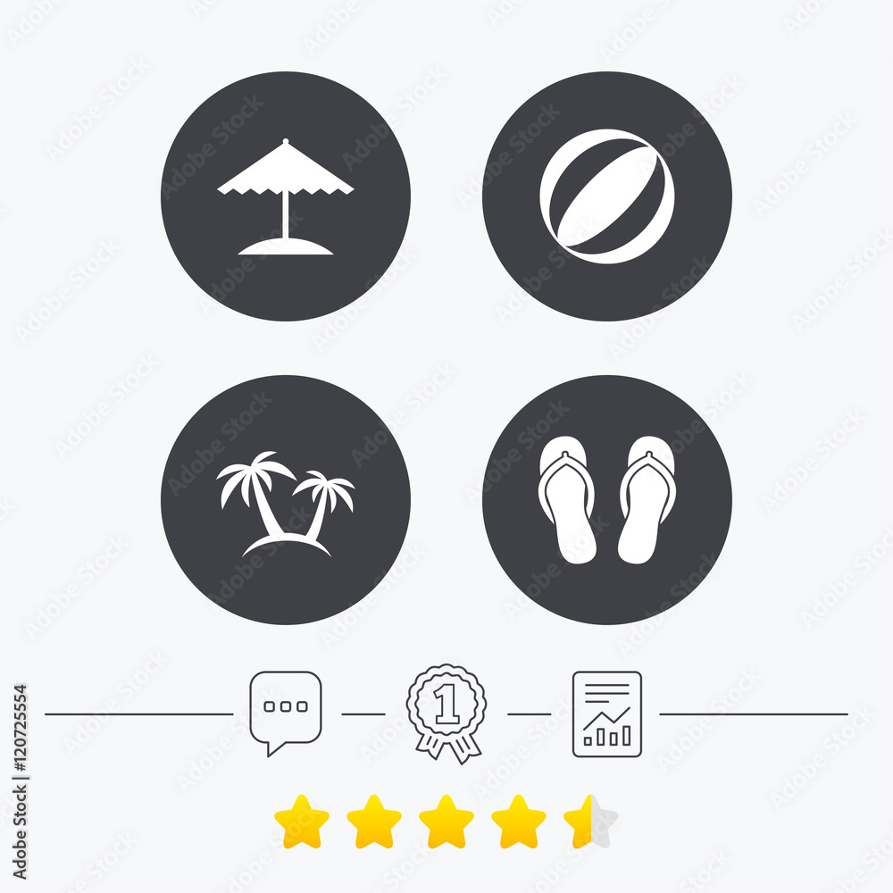 Beach holidays icons. Umbrella and sandals. Beach holidays icons. Umbrella and sandals.