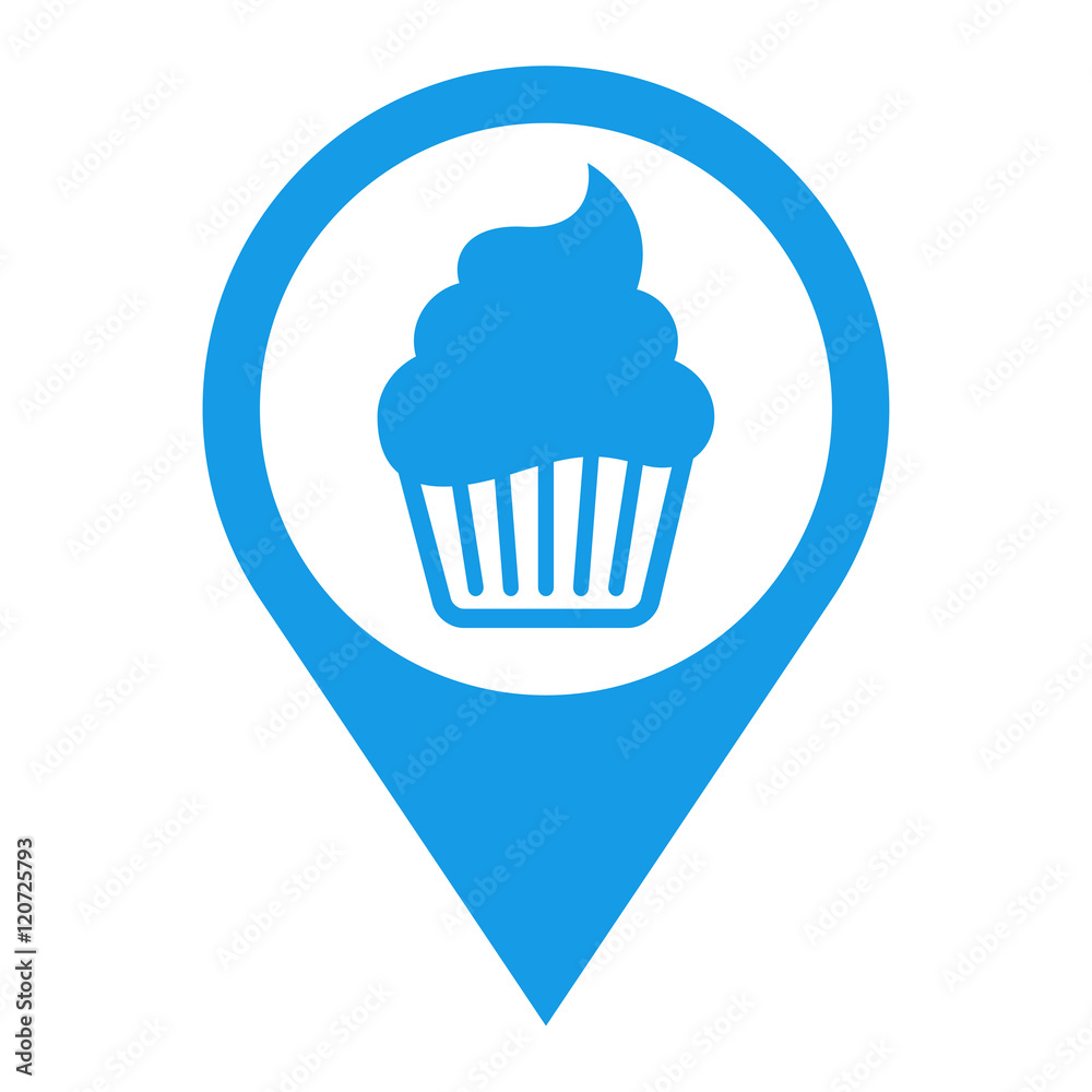 Icono plano localizacion Cup Cake azul