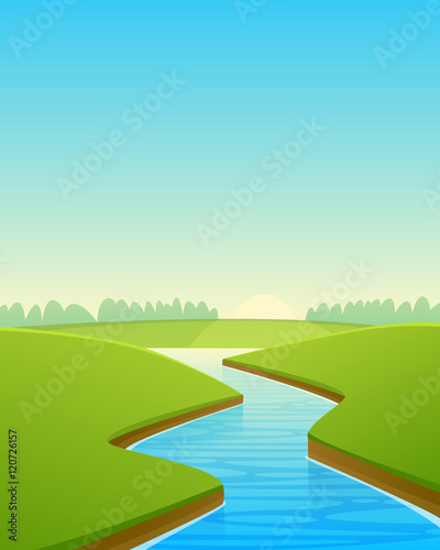 Cartoon River Landscape