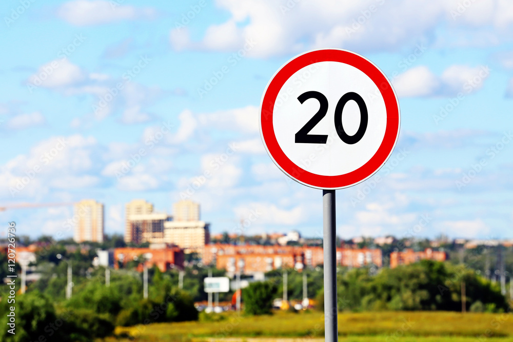 Street road sign. Speed limited sign Street road sign. Speed limited sign