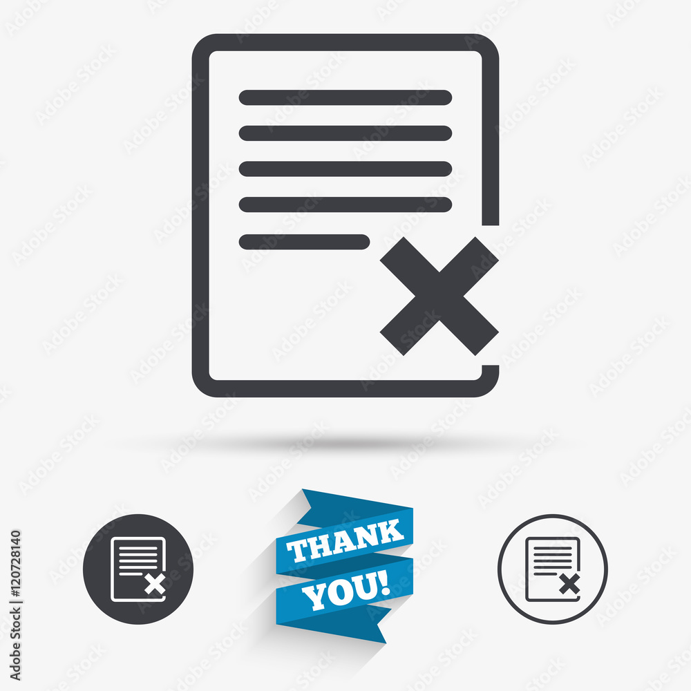 Delete file sign icon. Remove document symbol. Delete file sign icon. Remove document symbol.