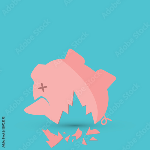 Broken piggy bank icon