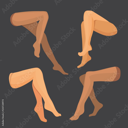 Vector woman legs set. Girl body, beautiful and sexy, beauty fashion. Girl legs beautiful