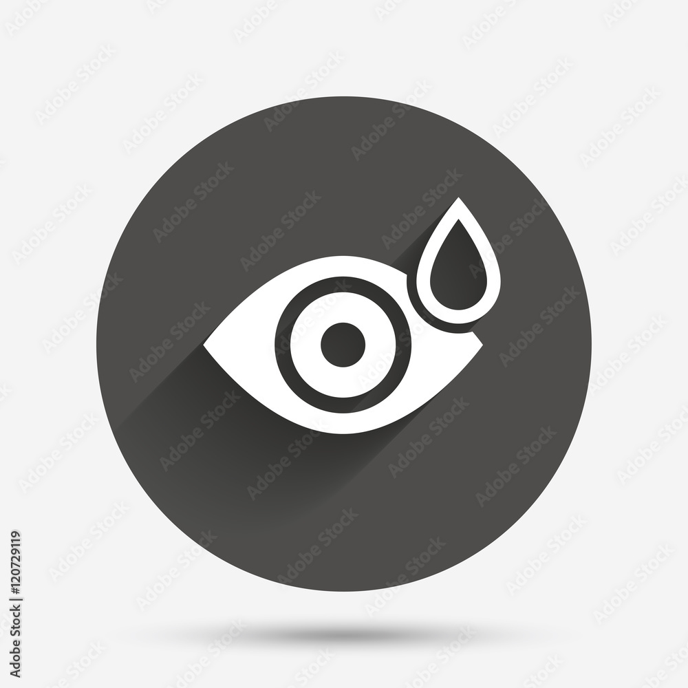 Eye with water drop sign. Drip into the eyes. Eye with water drop sign. Drip into the eyes.