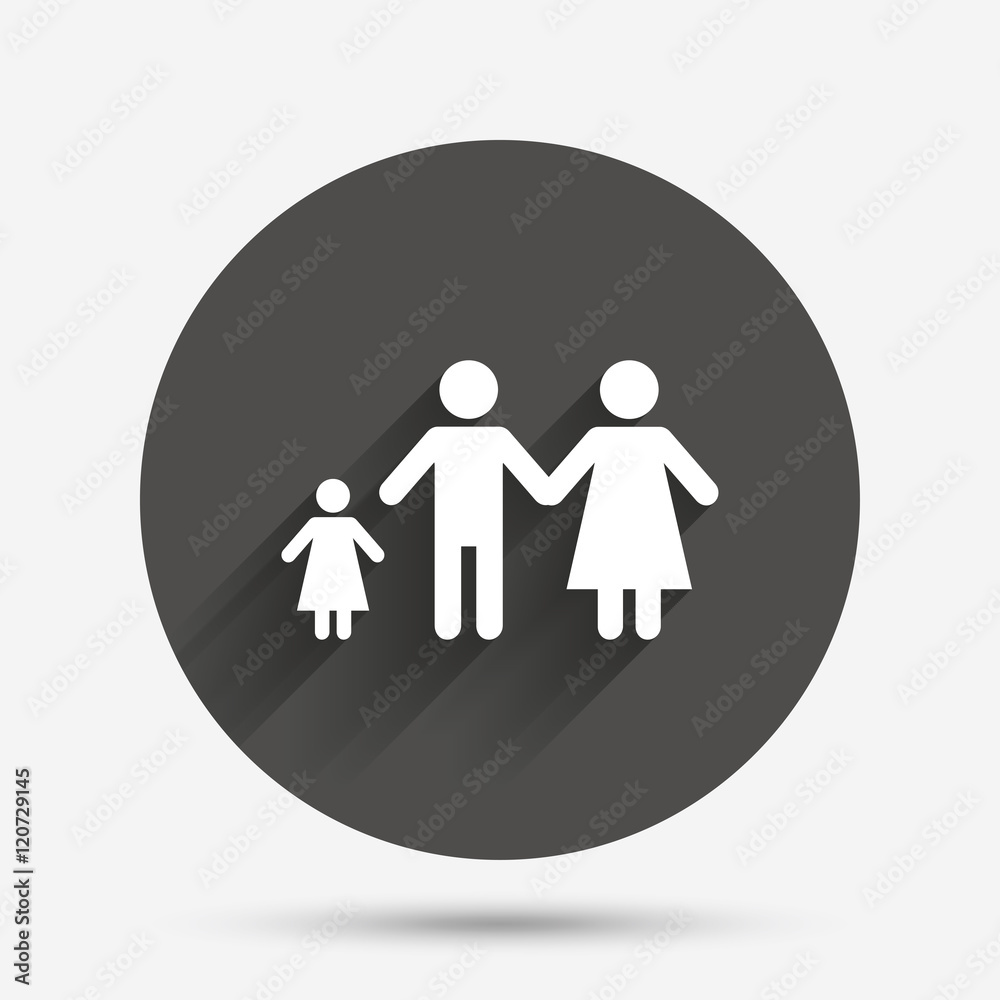 Complete family with one child sign icon. Complete family with one child sign icon.