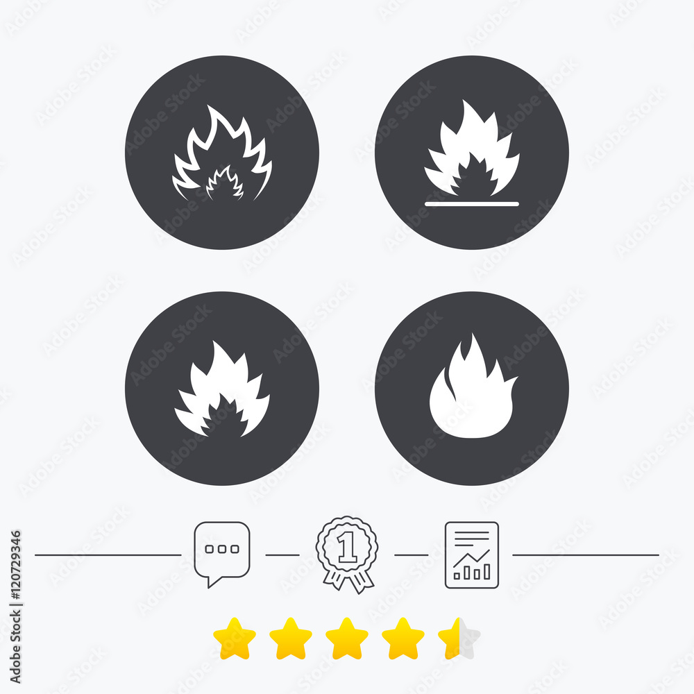 Fire flame icons. Heat signs. Fire flame icons. Heat signs.