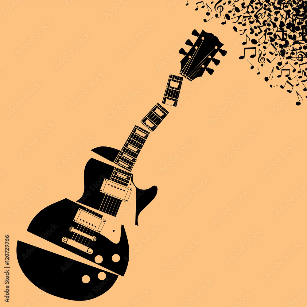 Fractured Guitar Music background with space for type Stock Vector | Adobe  Stock