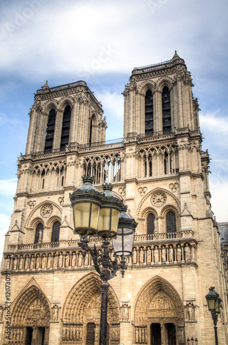 The famous Notre Dame cathedral on Ile de la cite in Paris in France 