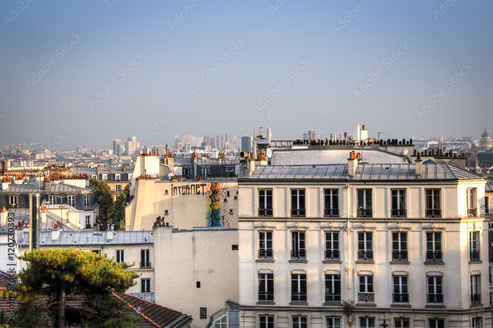 Naklejka premium Excellent view from the top of Montmartre over the city of Paris 