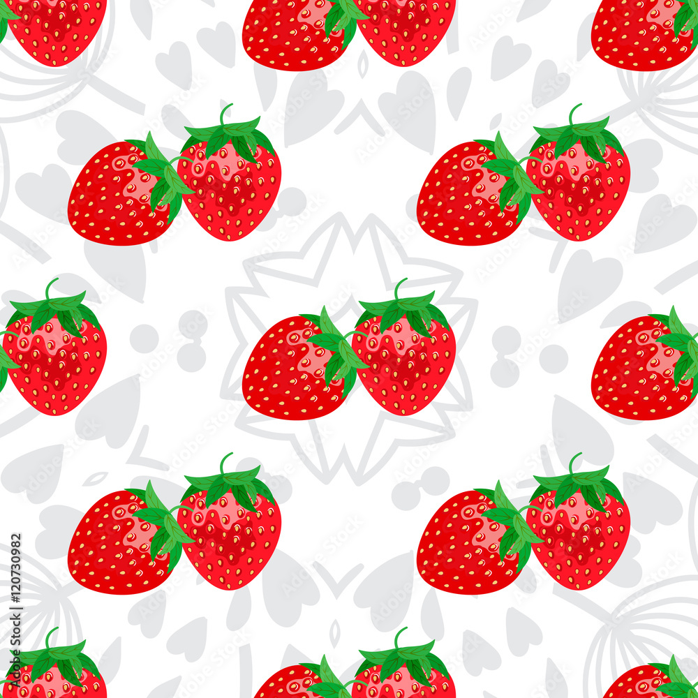Natural organic berries seamless pattern with Strawberry vector illustration Natural organic berries seamless pattern with Strawberry vector illustration