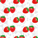 Natural organic berries seamless pattern with Strawberry vector illustration