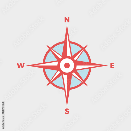 Compass in Flat Blue and Red