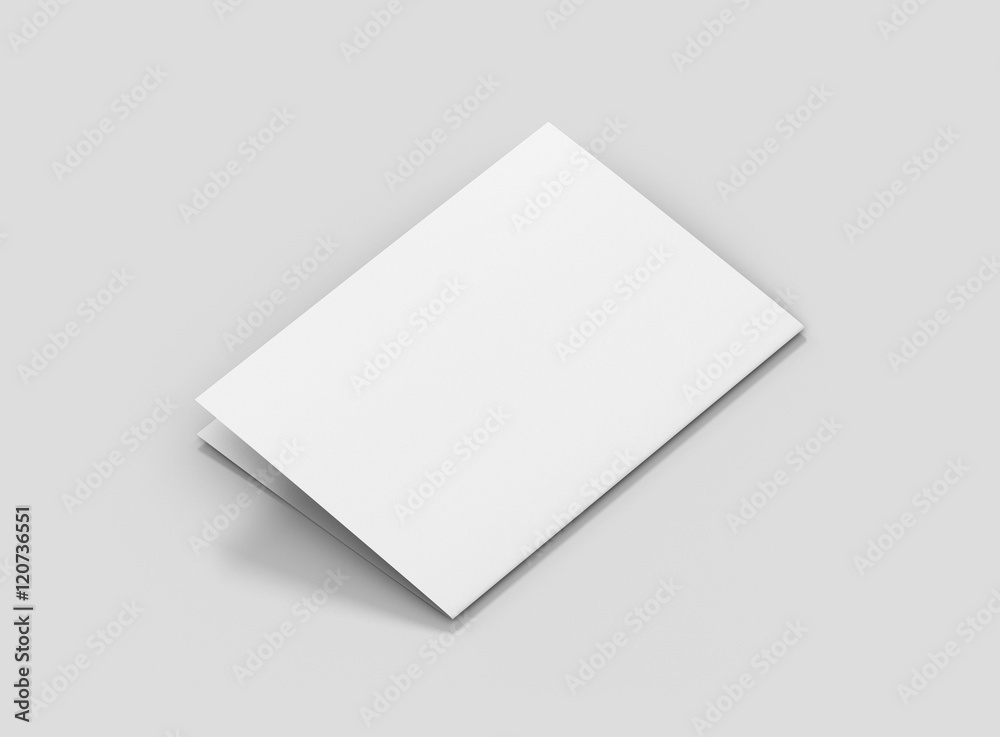 Photorealistic A5 Bifold Brochure Mockup, closed backside, on light grey background. 3D illustration. High Resolution Texture. Mockup template ready for your design. Photorealistic A5 Bifold Brochure Mockup, closed backside, on light grey background. 3D illustration. High Resolution Texture. Mockup template ready for your design.