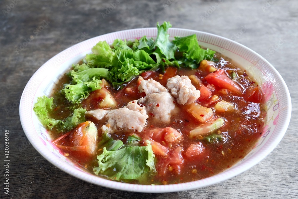 Fried noodle in minced pork sauce Fried noodle in minced pork sauce
