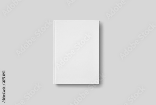 Photorealistic Book Mockup on light grey background. 3D illustration. High Resolution Texture. Mockup template ready for your design.  photo