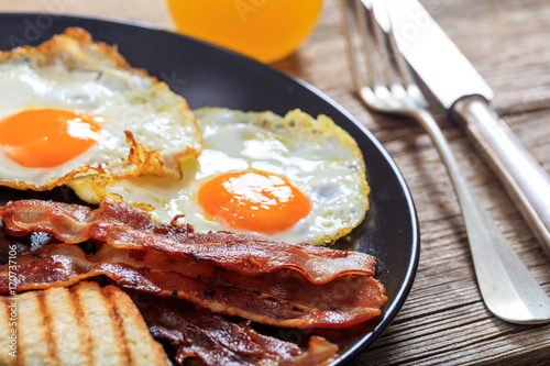 Fried eggs and bacon