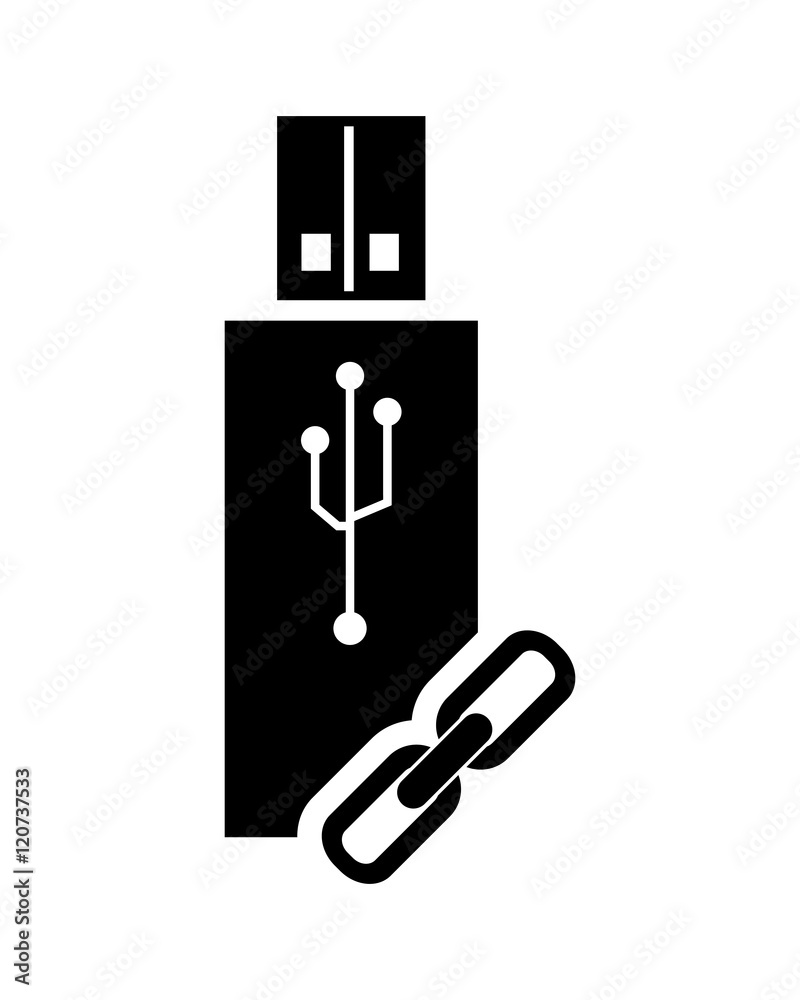 flat design usb drive and link icon vector illustration flat design usb drive and link icon vector illustration