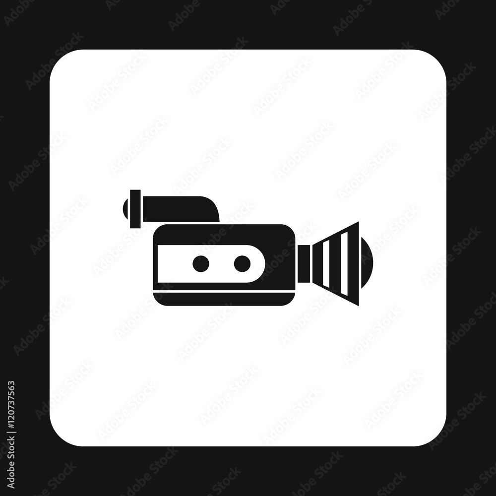 Video camcorder with video cassette icon in simple style on a white background vector illustration Video camcorder with video cassette icon in simple style on a white background vector illustration