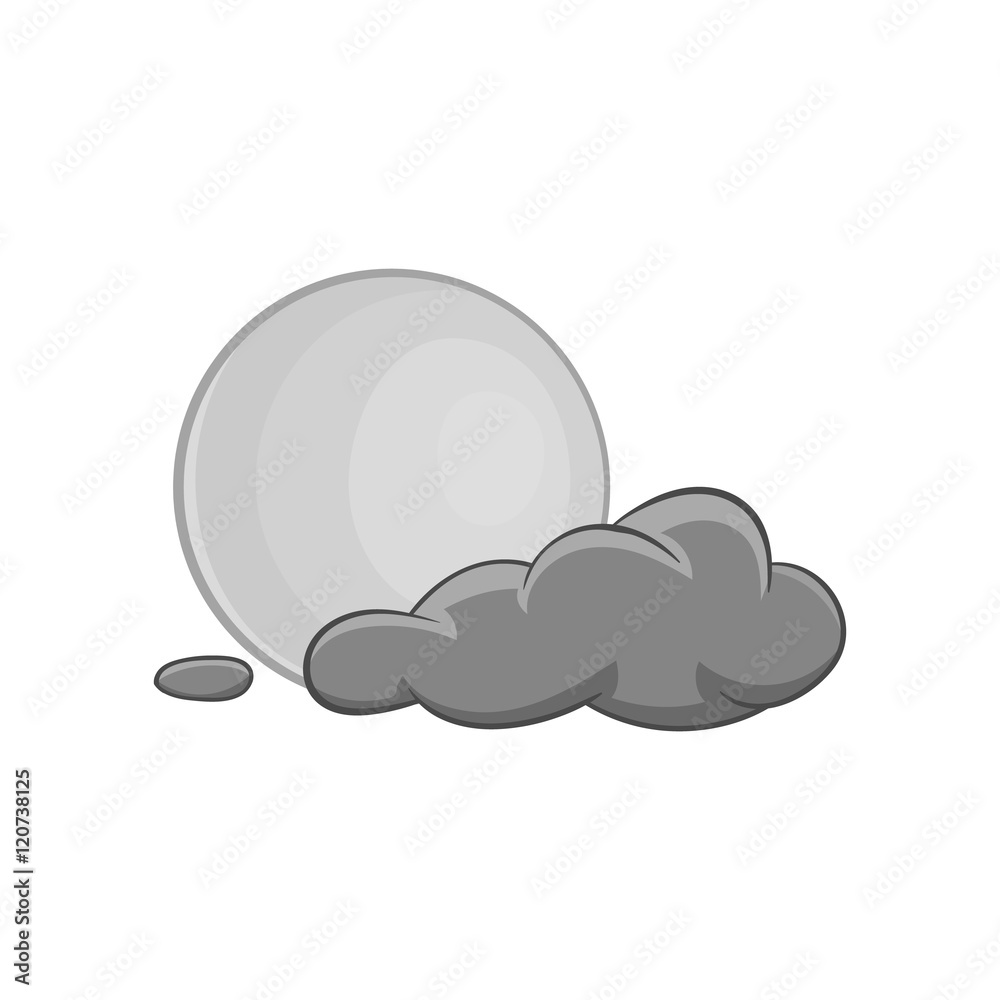 Clouds and moon icon in black monochrome style isolated on white ...