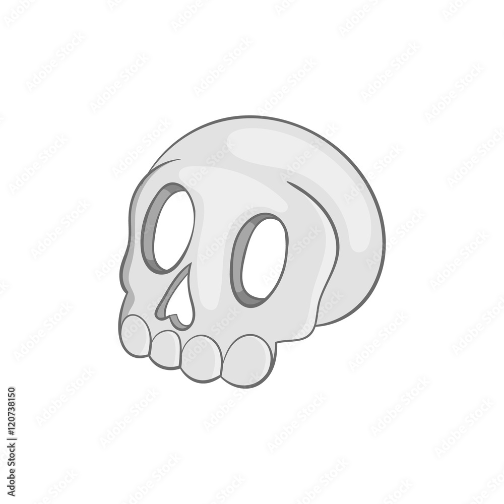 Obraz premium Skull icon in black monochrome style isolated on white background. Death symbol vector illustration
