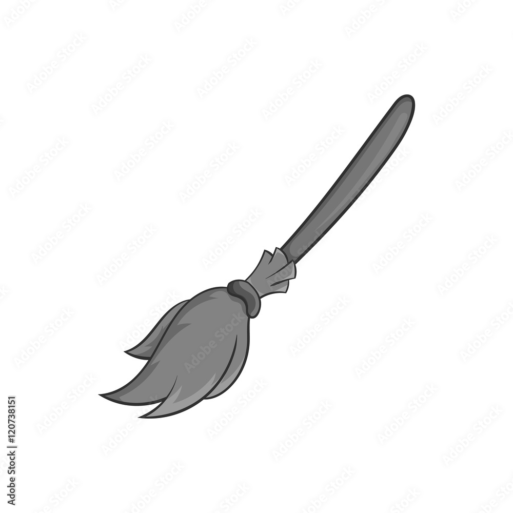 Obraz premium Broom icon in black monochrome style isolated on white background. Tricks symbol vector illustration