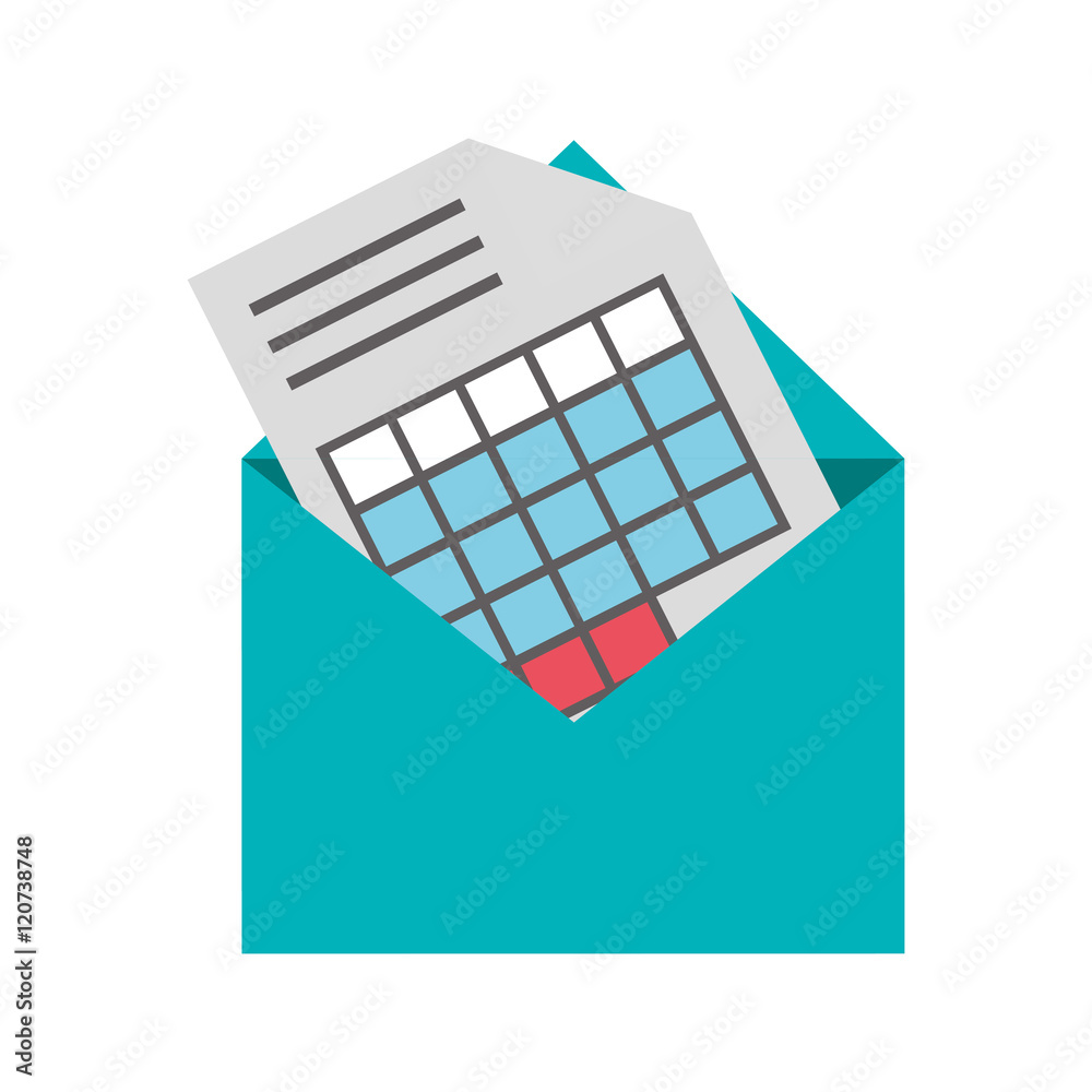 flat design graph chart and envelope  icon vector illustration