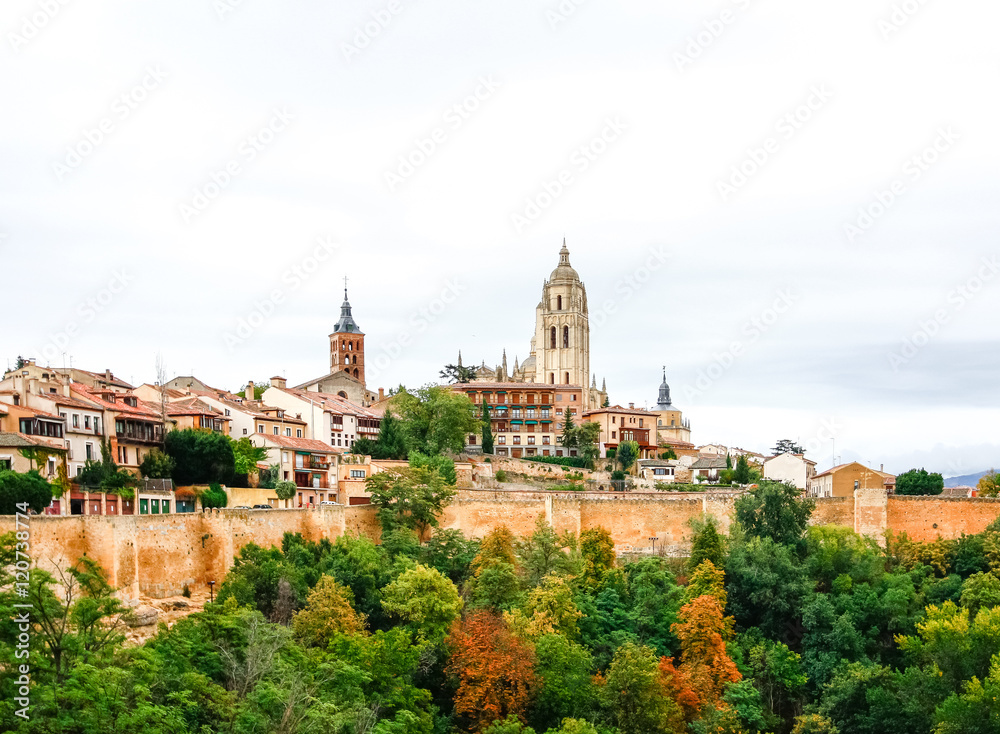 Panoramic view of the historic city of Segovia, Spain